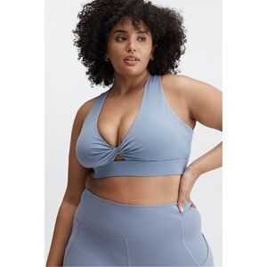 Fabletics Women's Strappy Oasis Twist Sports Bra Blue Faded Denim Plus Size 3X